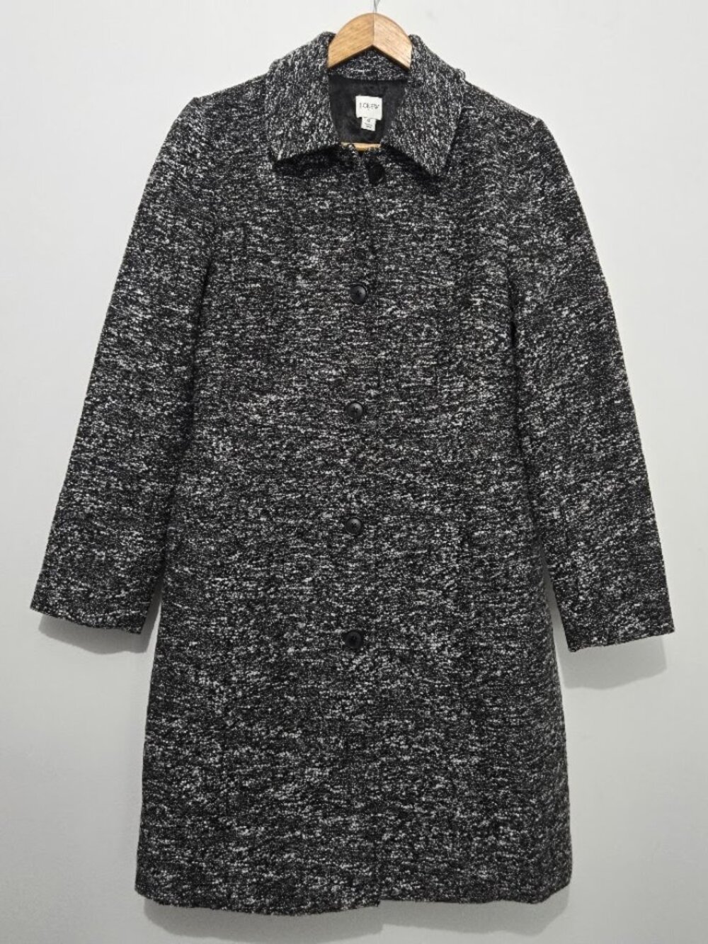 J Crew Factory Womens Boucle Lady Day Coat Size 6 Lined Overcoat Preppy Neutral